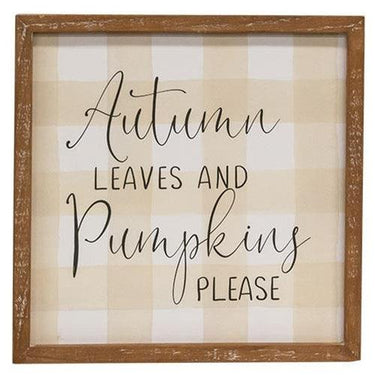 Fall Gingham Wood Sign 3 Asstd - The Fox Decor